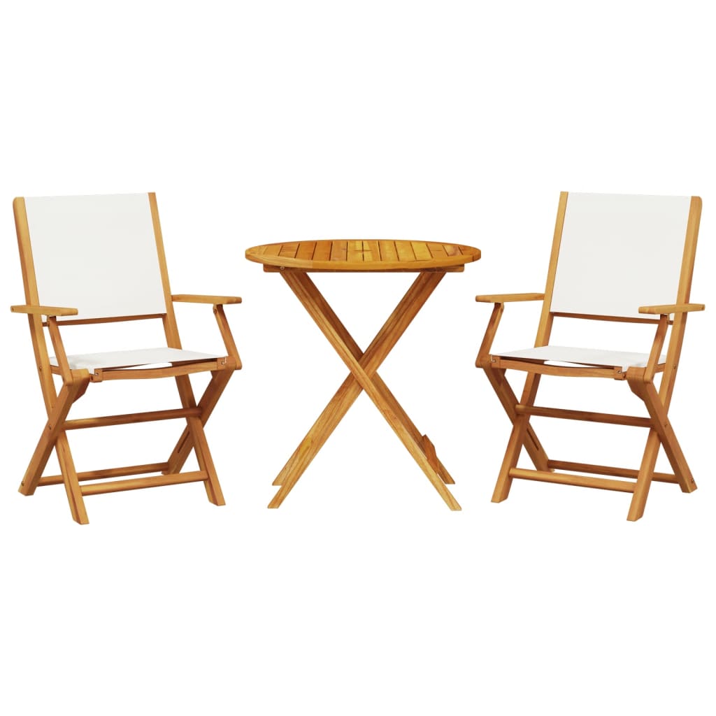 vidaXL 3 Piece Bistro Set Cream White Fabric and Solid Wood