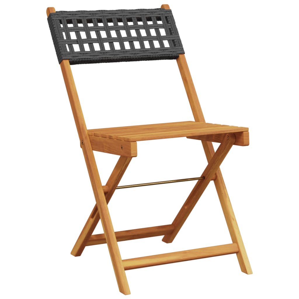 Bistro Set | Black | Solid acacia wood | Compact | Foldable | Bistro Set