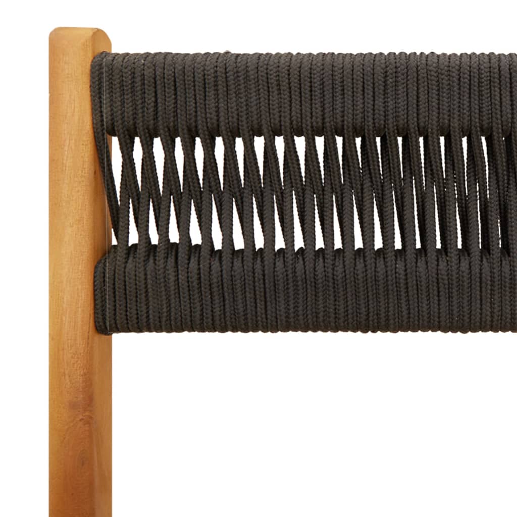 Bistro Set | Black with wooden finish | Solid acacia wood, polypropylene