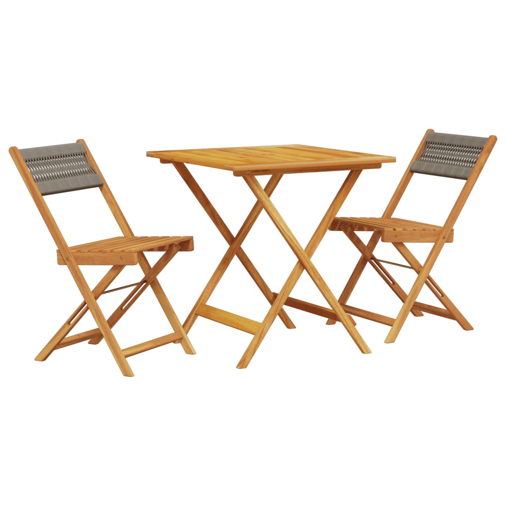 Bistro Set | Grey | Solid acacia wood, Polypropylene | Foldable