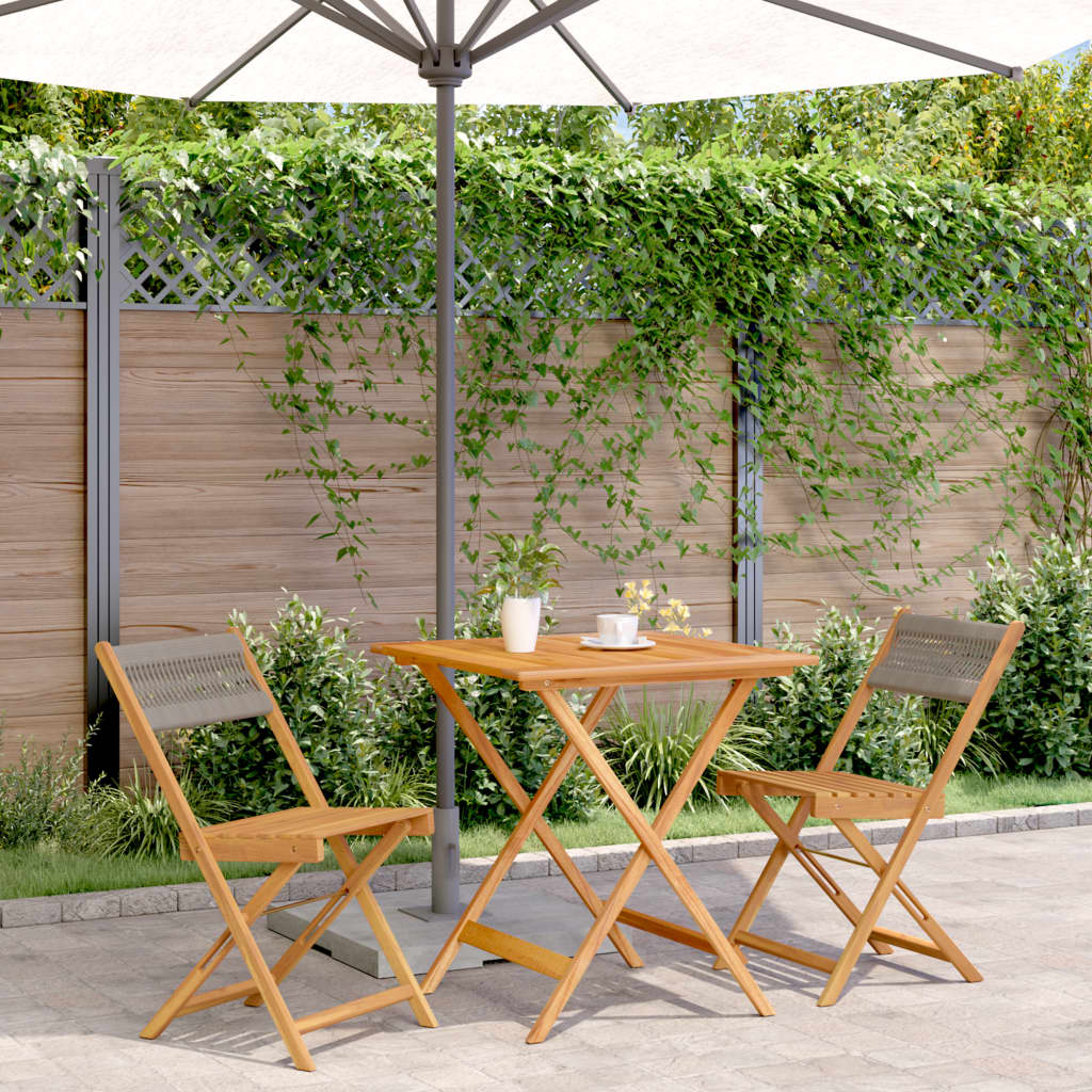 Bistro Set | Grey | Solid acacia wood, Polypropylene | Foldable