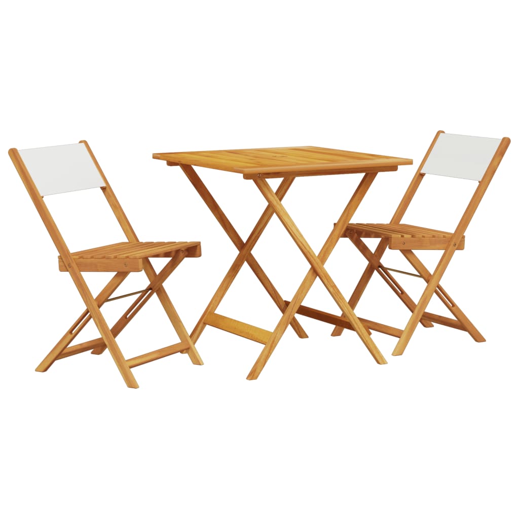 Bistro Set | Cream White | Solid acacia wood, Fabric (100% polyester)