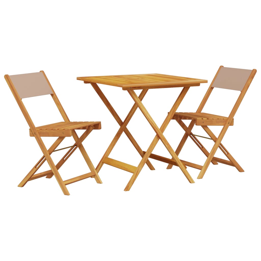Bistro Set | Taupe | Solid acacia wood, 100% polyester | Compact