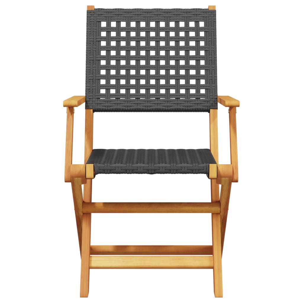 Bistro Set | Black, Brown | Solid acacia wood, PE rattan | Standard