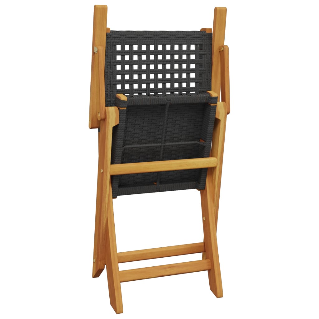 Bistro Set | Black, Brown | Solid acacia wood, PE rattan | Standard