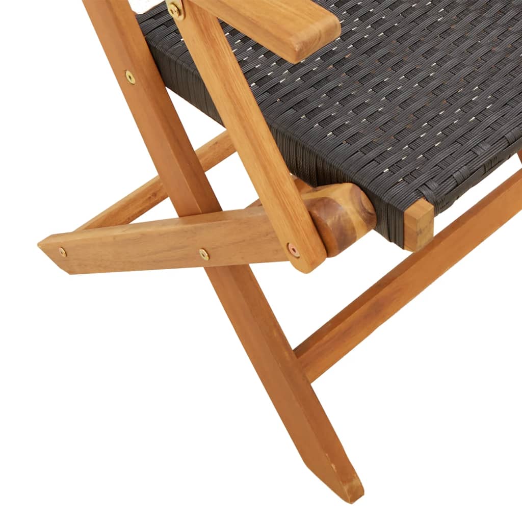 Bistro Set | Black, Brown | Solid acacia wood, PE rattan | Standard