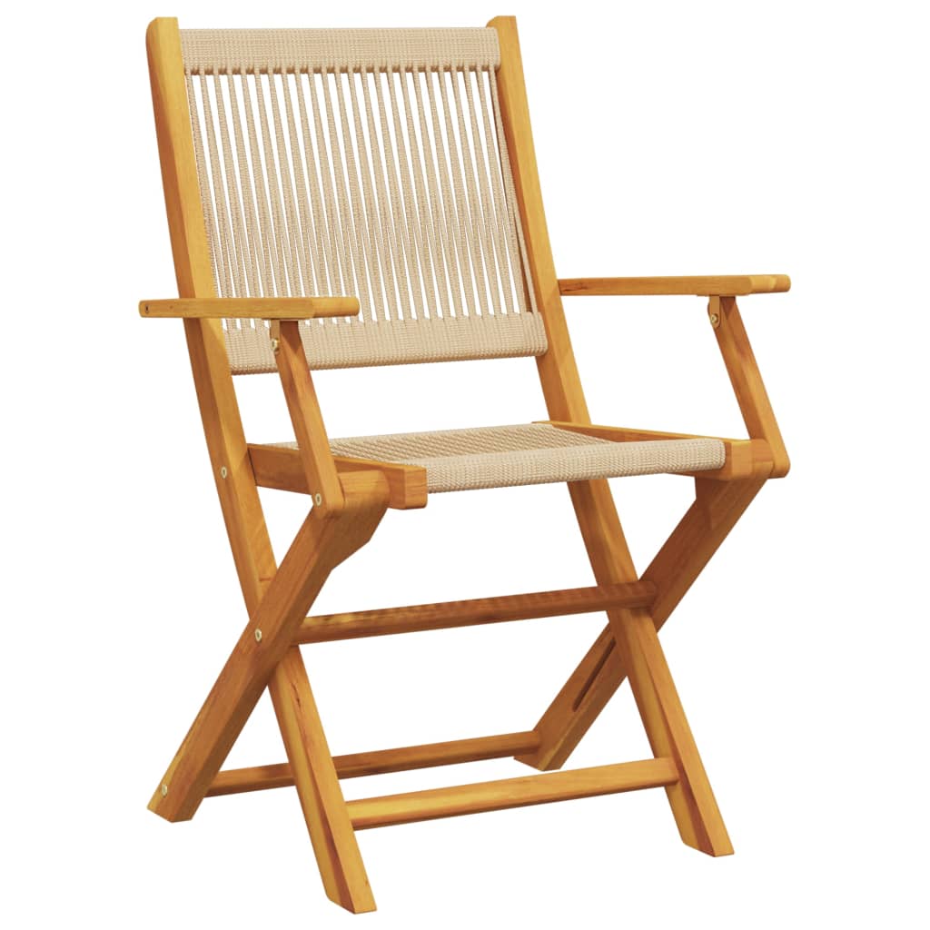 Bistro Set | Beige | Solid Acacia Wood and Polypropylene | 2-seater