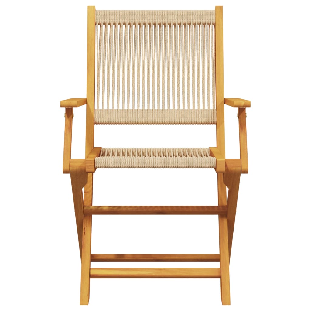 Bistro Set | Beige | Solid Acacia Wood and Polypropylene | 2-seater