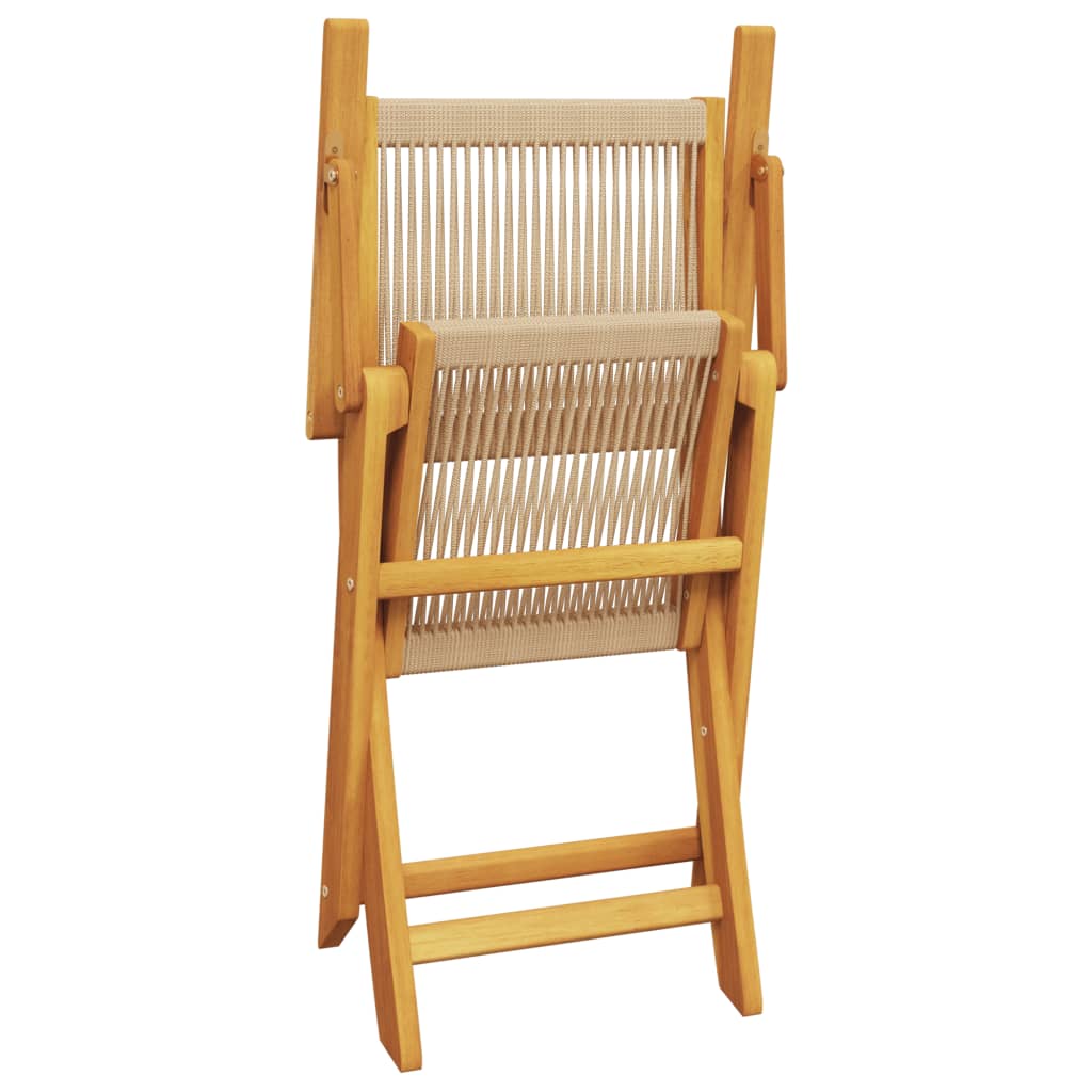 Bistro Set | Beige | Solid Acacia Wood and Polypropylene | 2-seater