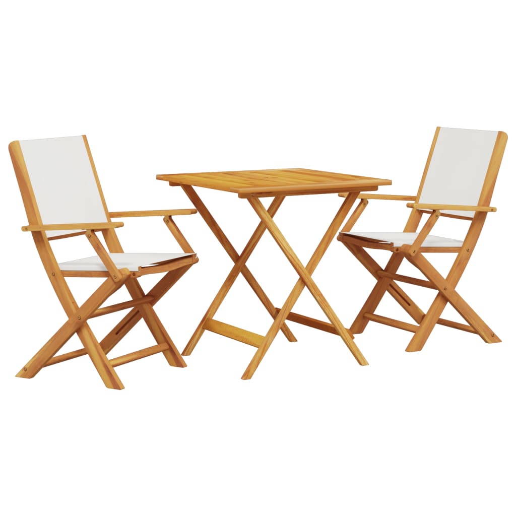 Bistro Set | Cream White | Solid acacia wood, Fabric (100% polyester)