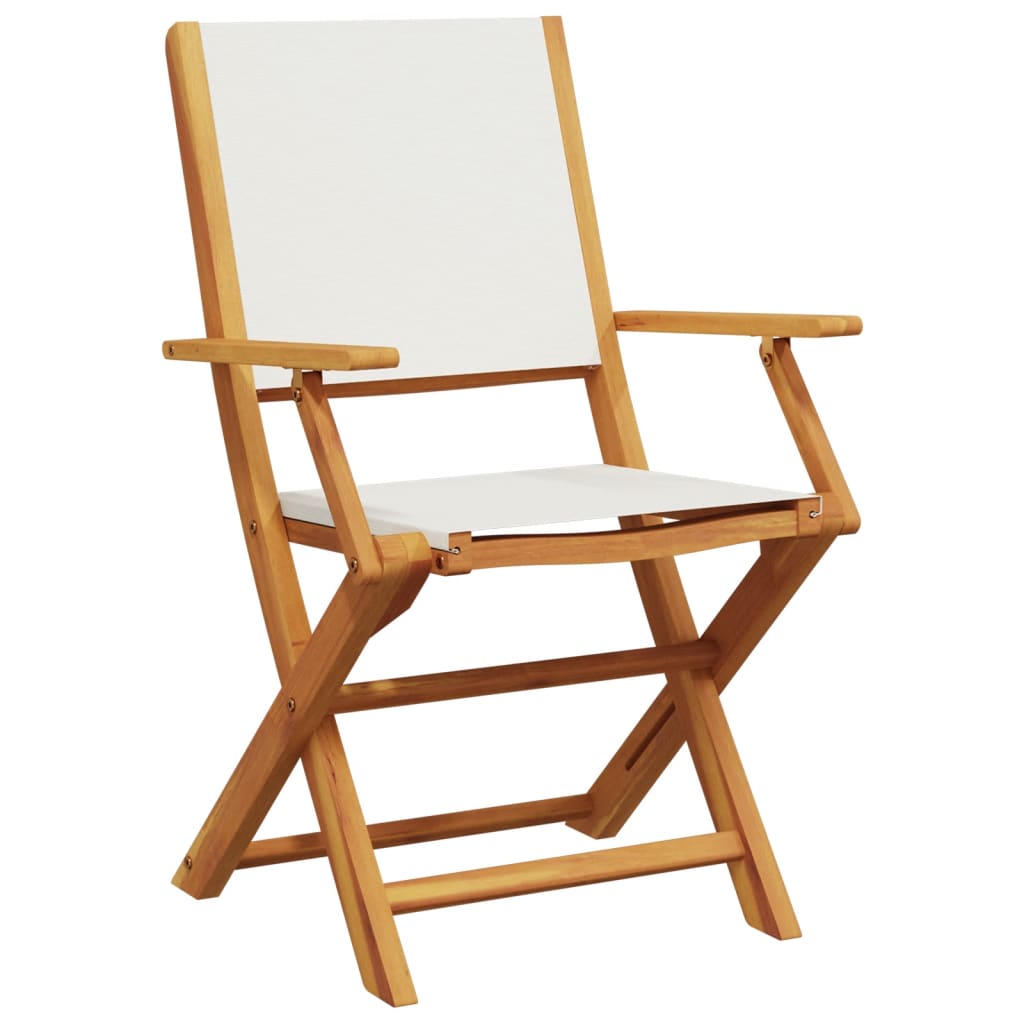Bistro Set | Cream White | Solid acacia wood, Fabric (100% polyester)