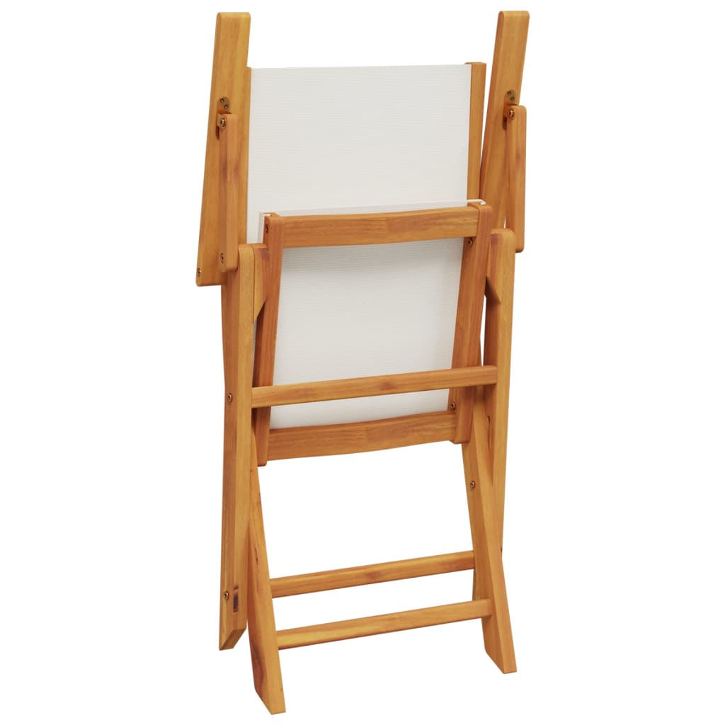 Bistro Set | Cream White | Solid acacia wood, Fabric (100% polyester)