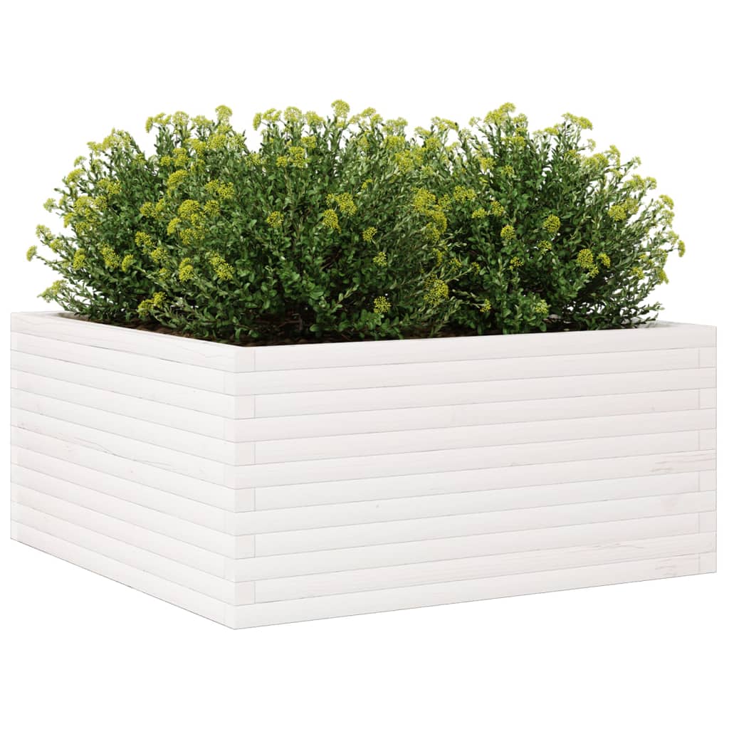 vidaXL Garden Planter White 100x100x46 cm Solid Wood Pine