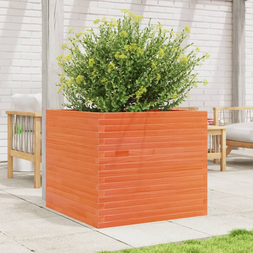 vidaXL Garden Planter Wax Brown 80x80x68.5 cm Solid Wood Pine