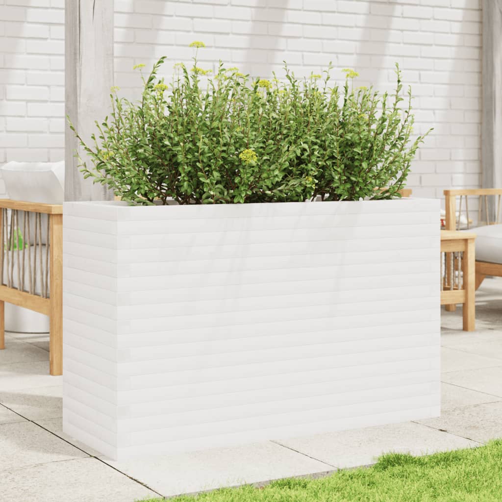 vidaXL Garden Planter White 110x40x68.5 cm Solid Wood Pine