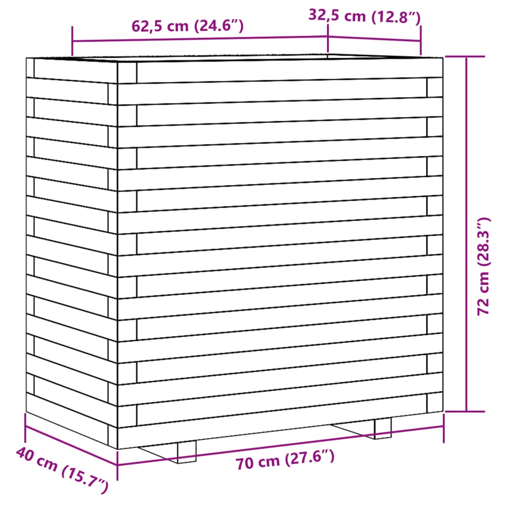 vidaXL Garden Planter Wax Brown 70x40x72 cm Solid Wood Pine