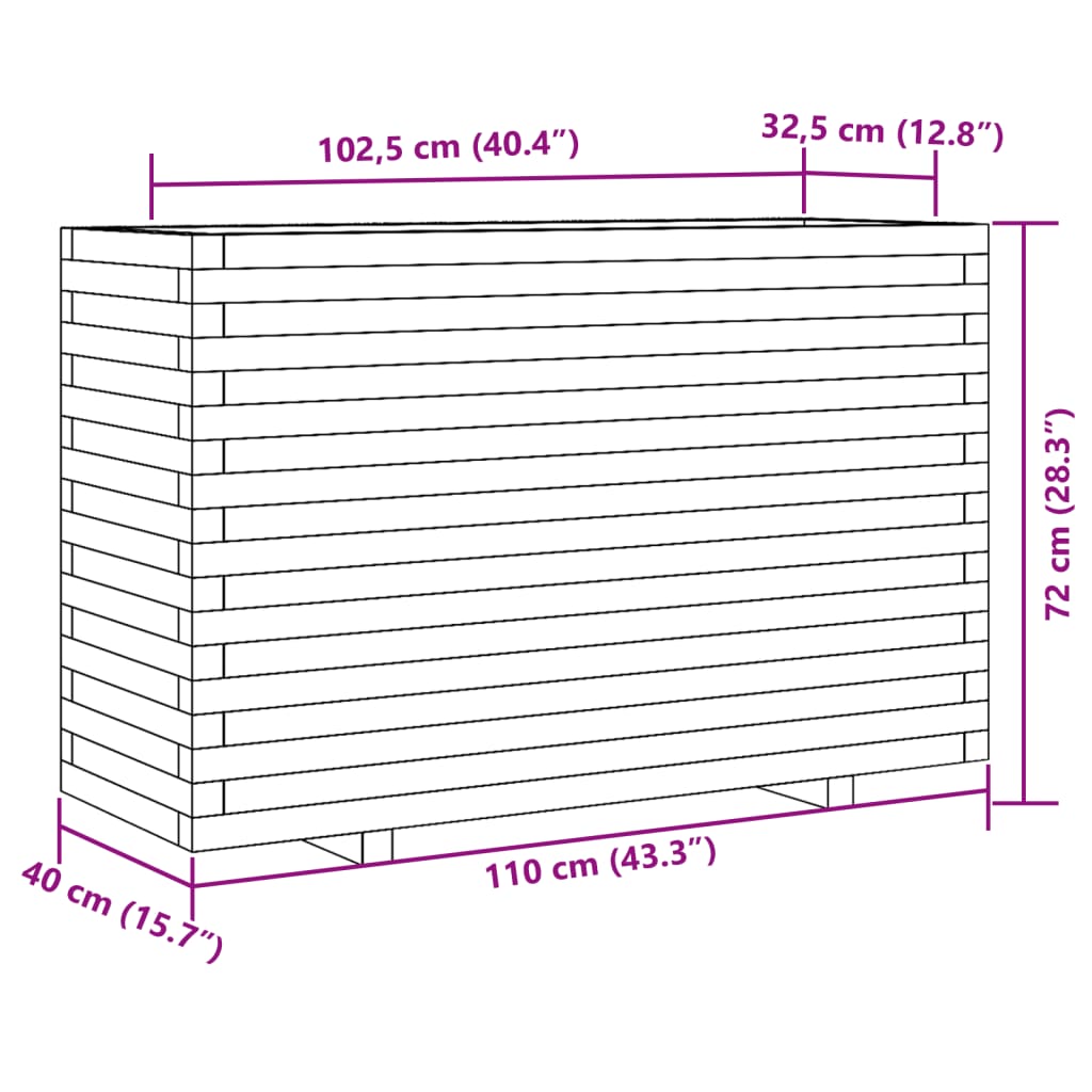 vidaXL Garden Planter 110x40x72 cm Solid Wood Pine