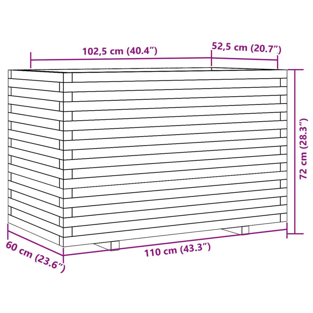 vidaXL Garden Planter 110x60x72 cm Solid Wood Douglas