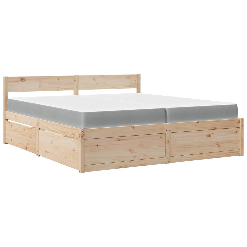 vidaXL Bed with Drawers and Mattress 200x200 cm Solid Wood Pine