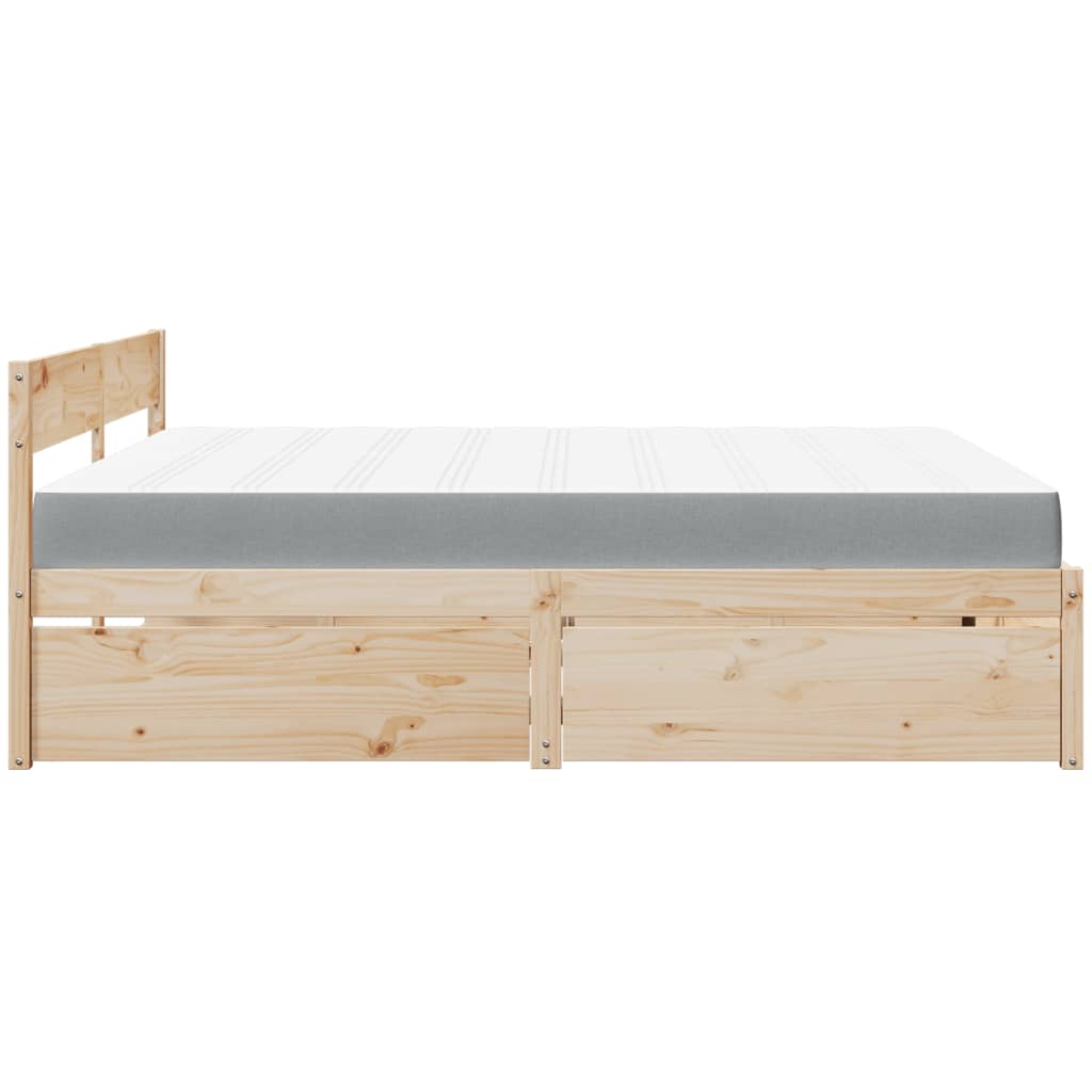 vidaXL Bed with Drawers and Mattress 200x200 cm Solid Wood Pine