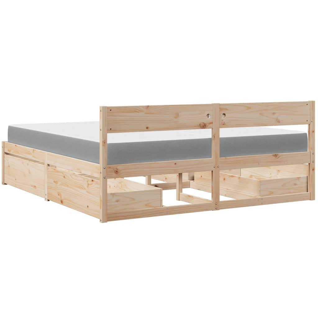 vidaXL Bed with Drawers and Mattress 200x200 cm Solid Wood Pine