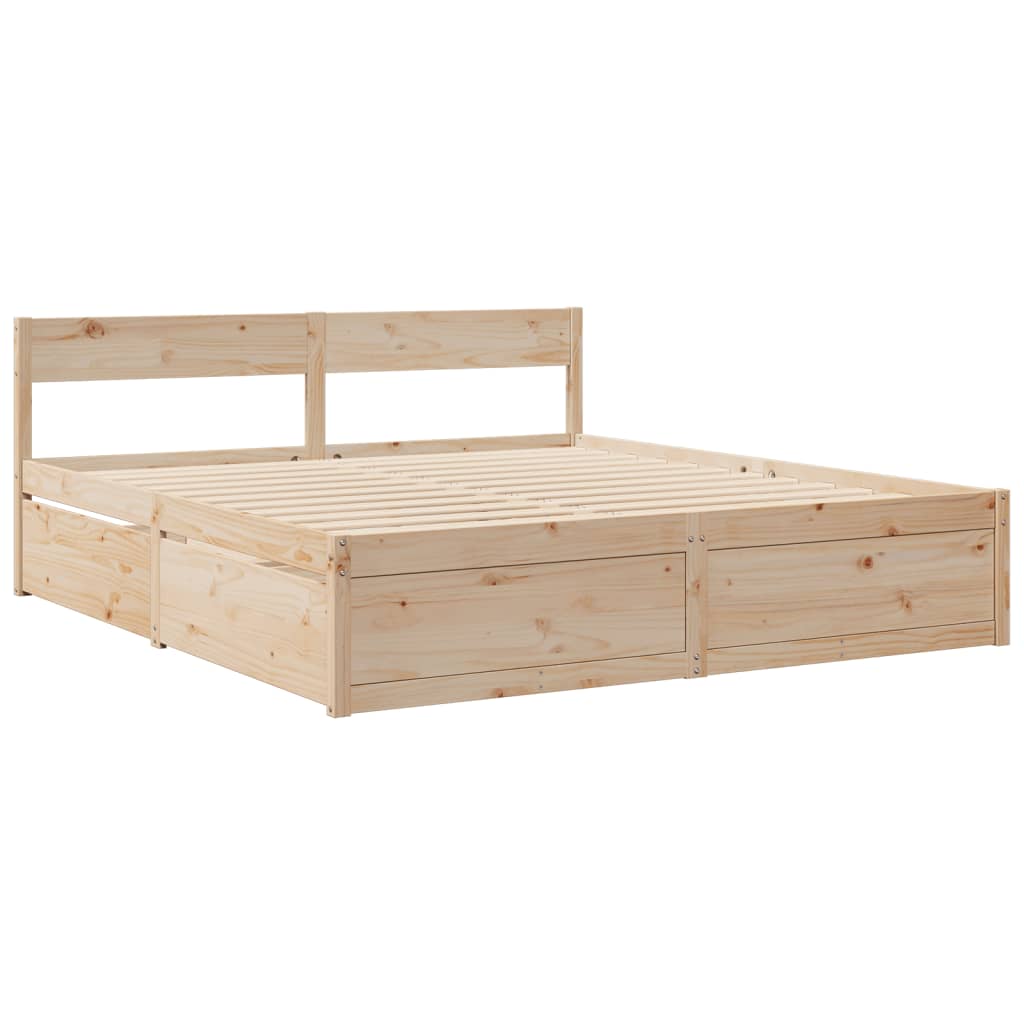 vidaXL Bed with Drawers and Mattress 200x200 cm Solid Wood Pine