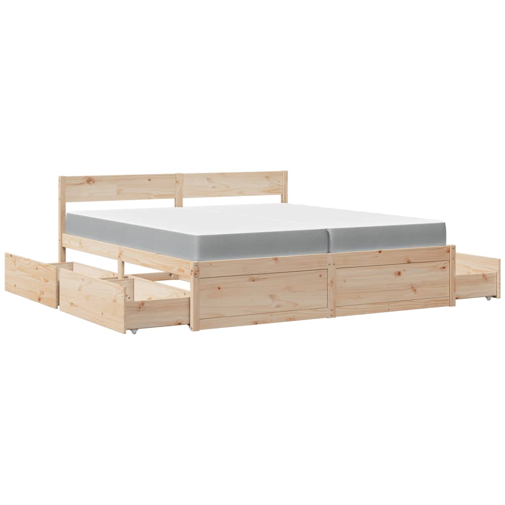 vidaXL Bed with Drawers and Mattress 200x200 cm Solid Wood Pine