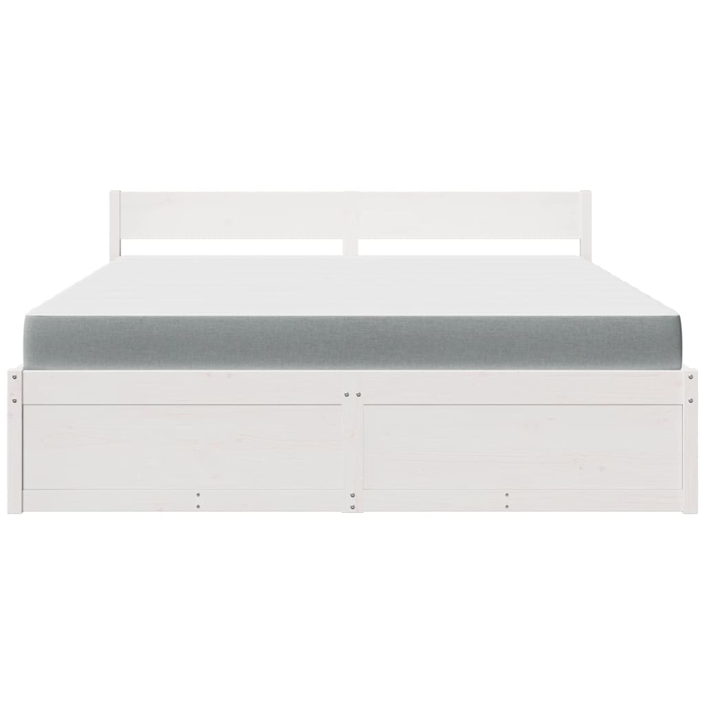 vidaXL Bed with Drawers and Mattress White 180x200 cm Super King Solid Wood Pine