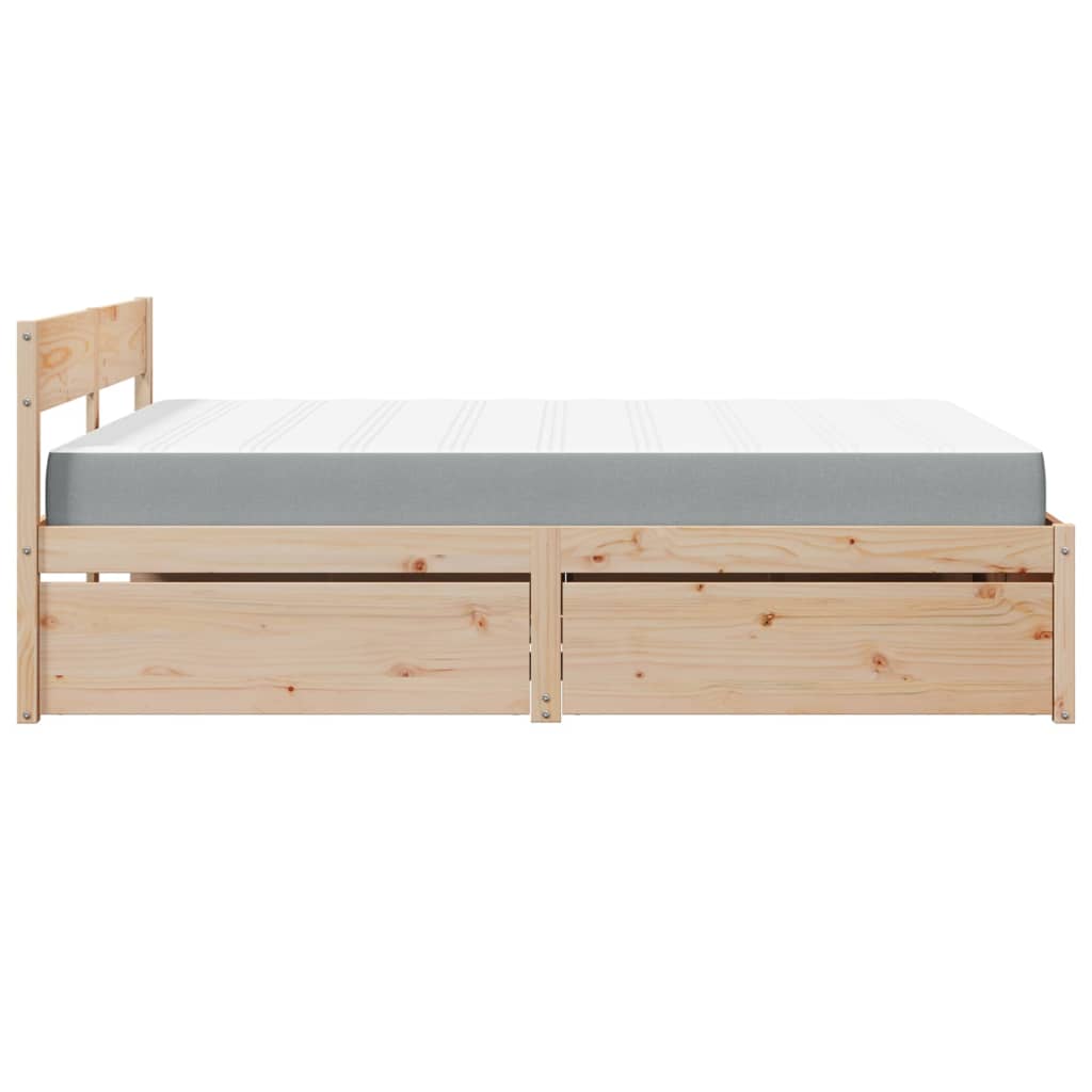 vidaXL Bed with Drawers and Mattress 160x200 cm Solid Wood Pine