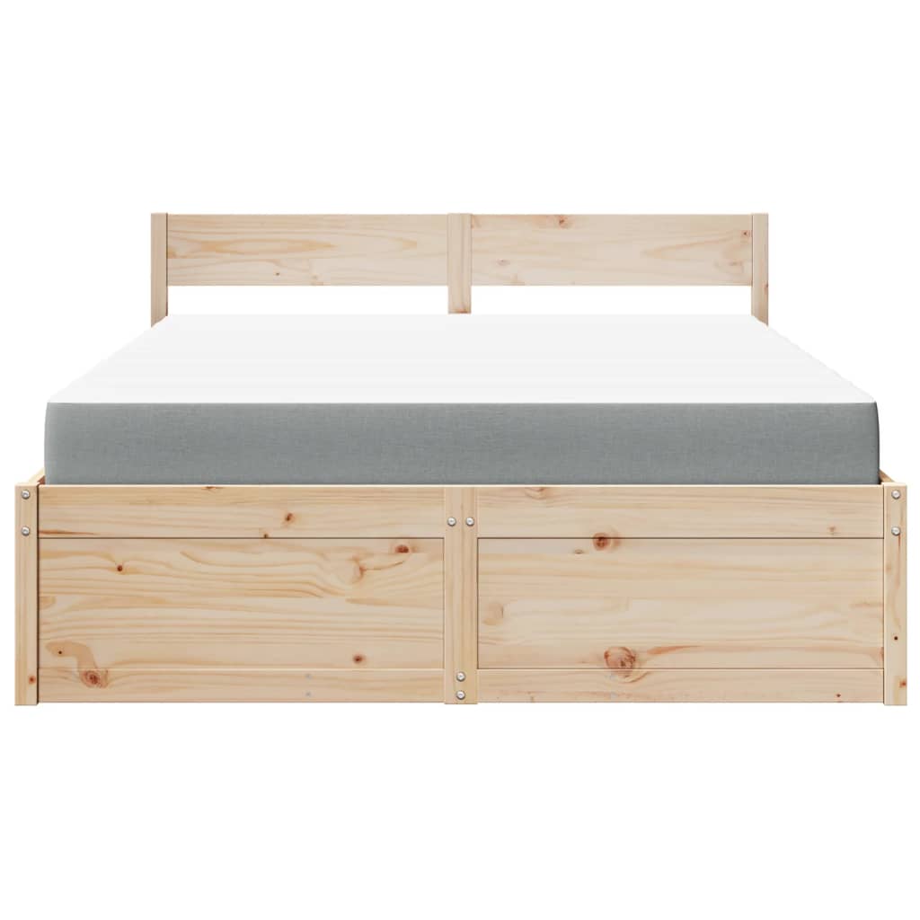 vidaXL Bed with Drawers and Mattress 140x200 cm Solid Wood Pine