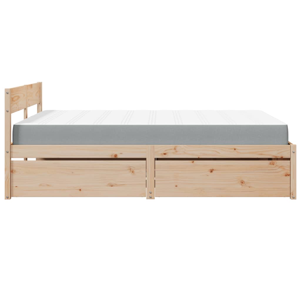 vidaXL Bed with Drawers and Mattress 140x200 cm Solid Wood Pine