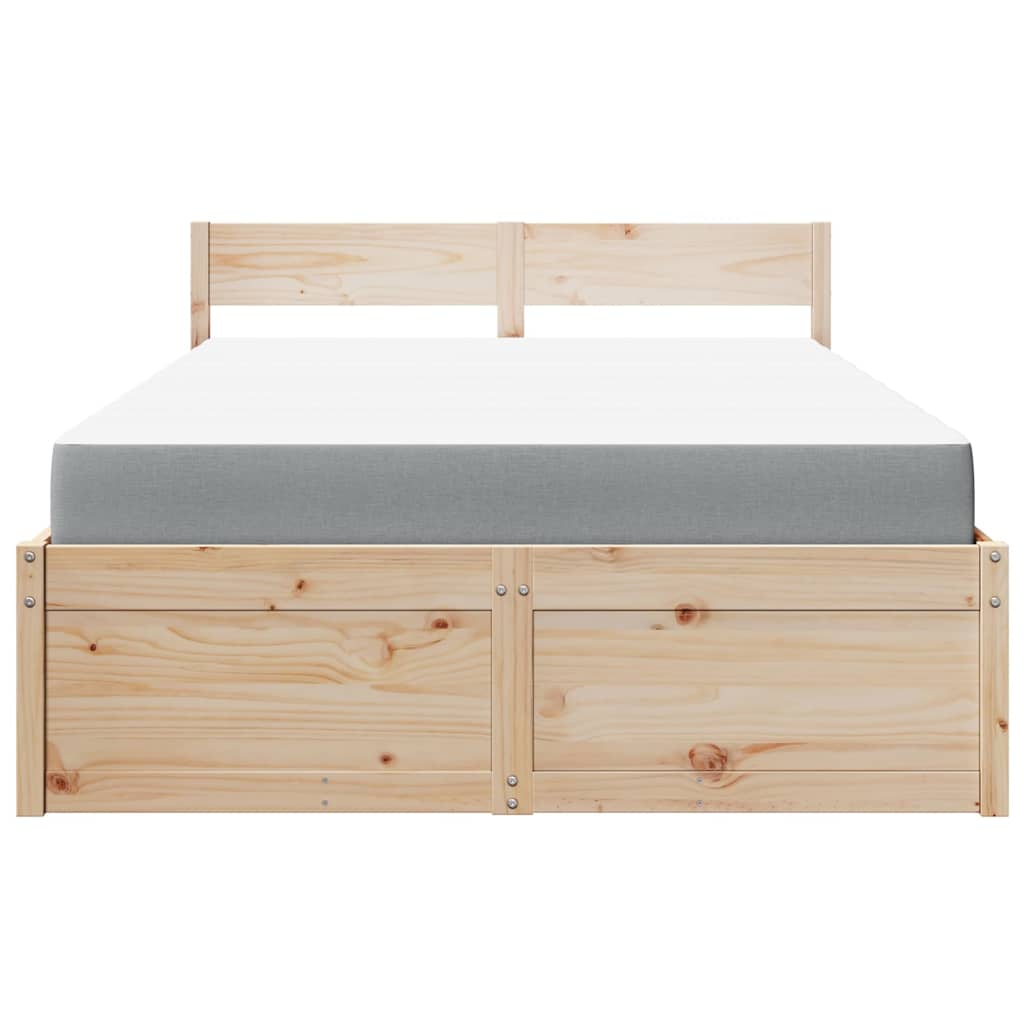 vidaXL Bed with Drawers and Mattress 140x190 cm Solid Wood Pine