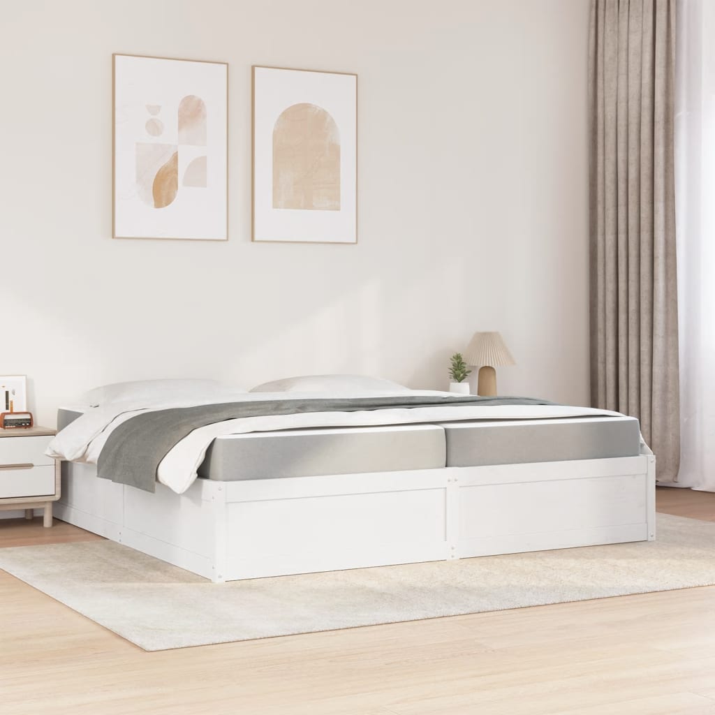 vidaXL Bed with Mattress White 200x200 cm Solid Wood Pine