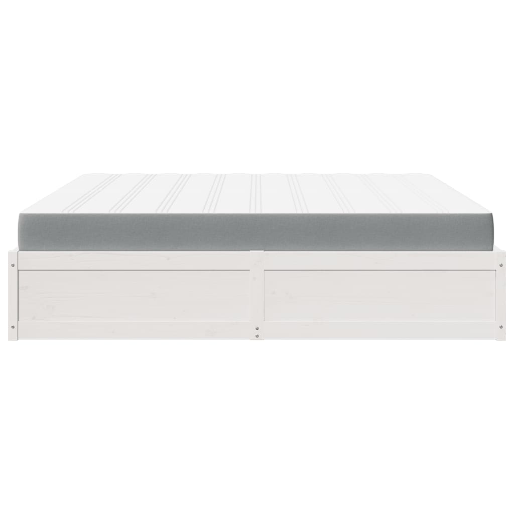 vidaXL Bed with Mattress White 200x200 cm Solid Wood Pine