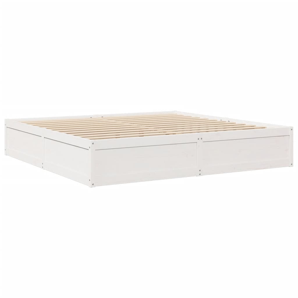 vidaXL Bed with Mattress White 200x200 cm Solid Wood Pine