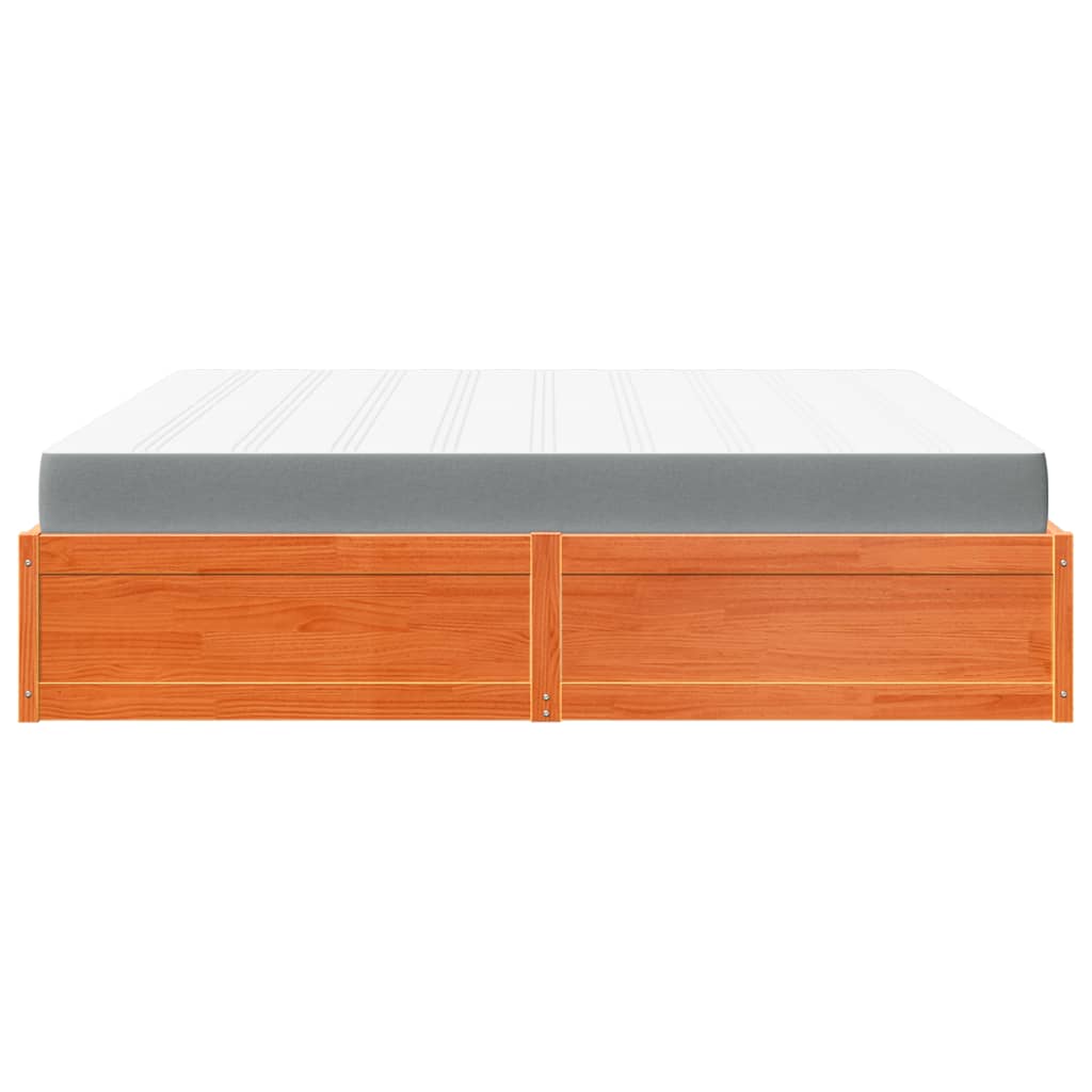 vidaXL Bed with Mattress Wax Brown 200x200 cm Solid Wood Pine