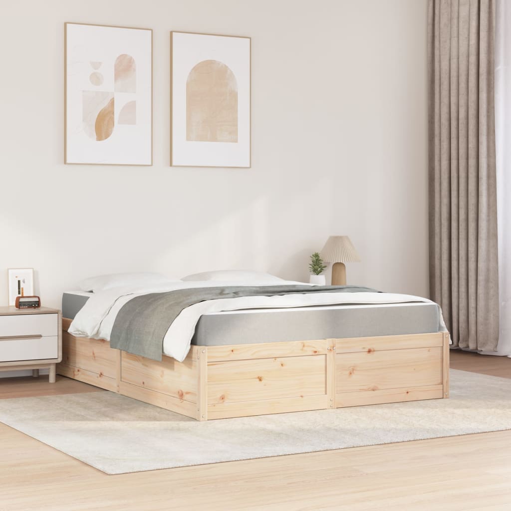 vidaXL Bed with Mattress 160x200 cm Solid Wood Pine