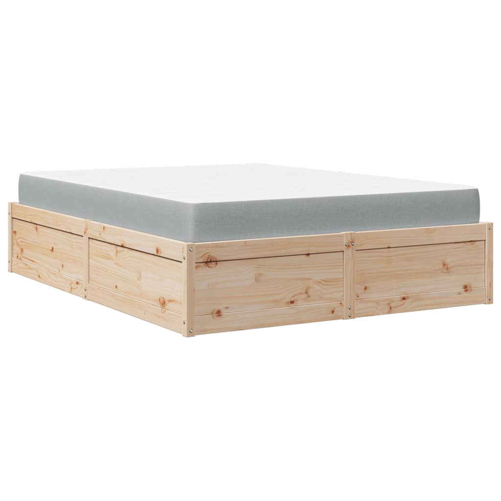 vidaXL Bed with Mattress 160x200 cm Solid Wood Pine