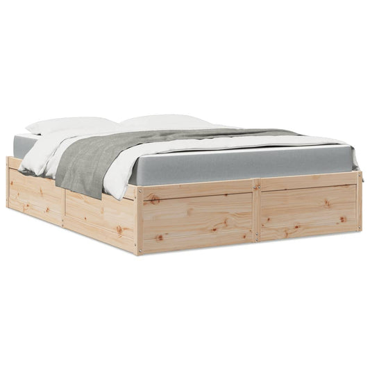 vidaXL Bed with Mattress 160x200 cm Solid Wood Pine