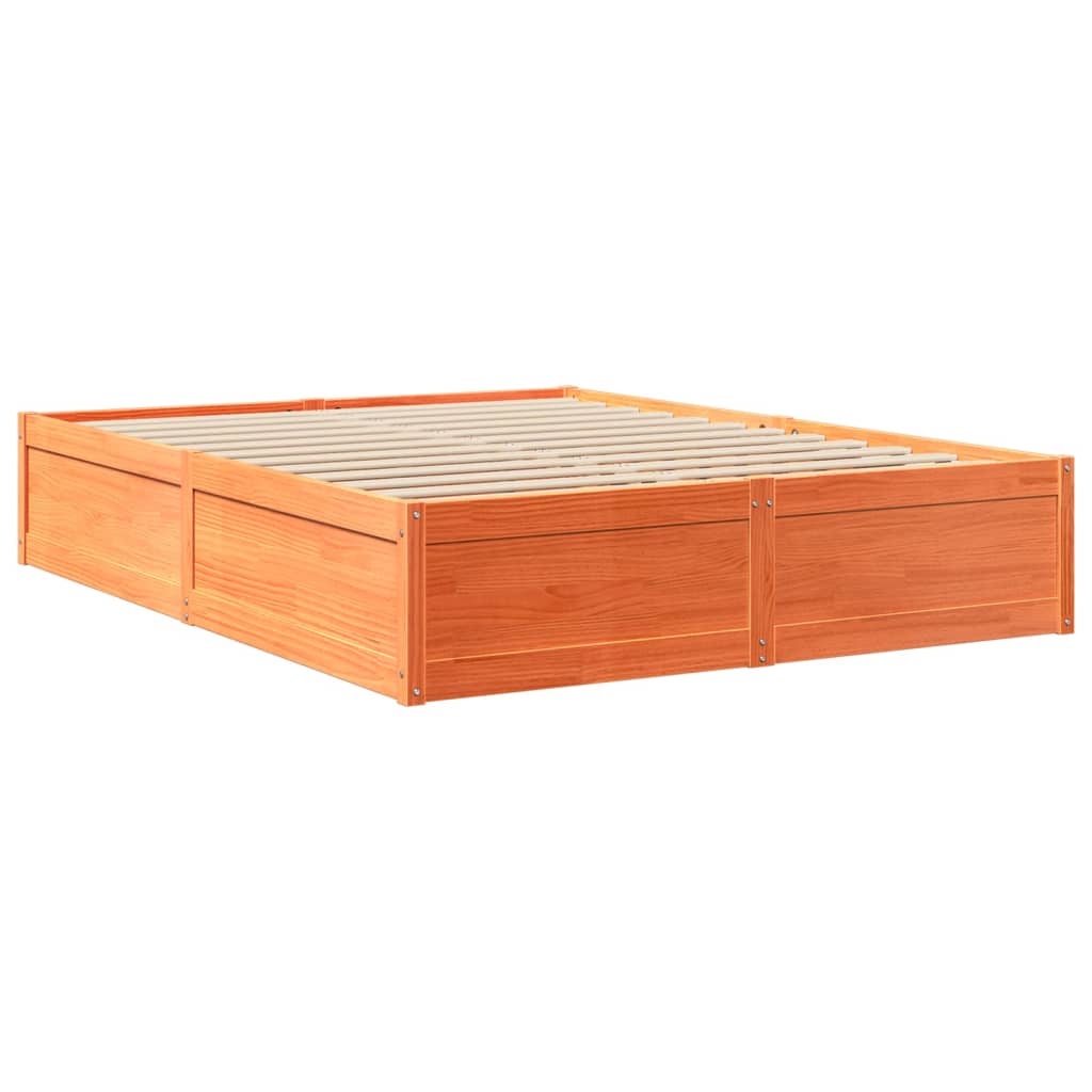 vidaXL Bed with Mattress Wax Brown 160x200 cm Solid Wood Pine