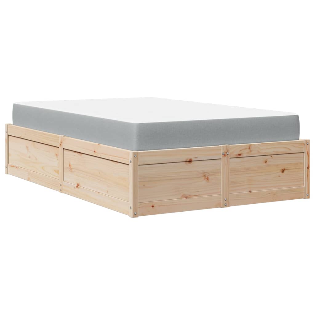 vidaXL Bed with Mattress 120x200 cm Solid Wood Pine