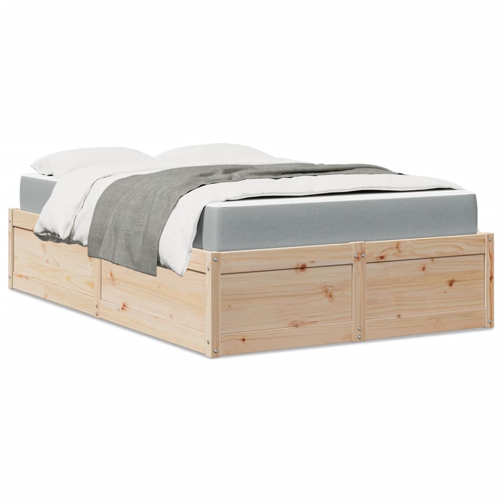 vidaXL Bed with Mattress 120x200 cm Solid Wood Pine