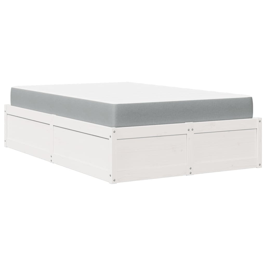 vidaXL Bed with Mattress White 120x200 cm Solid Wood Pine