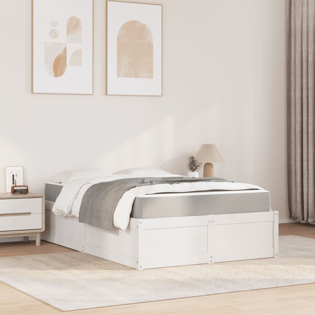 vidaXL Bed with Mattress White 120x200 cm Solid Wood Pine