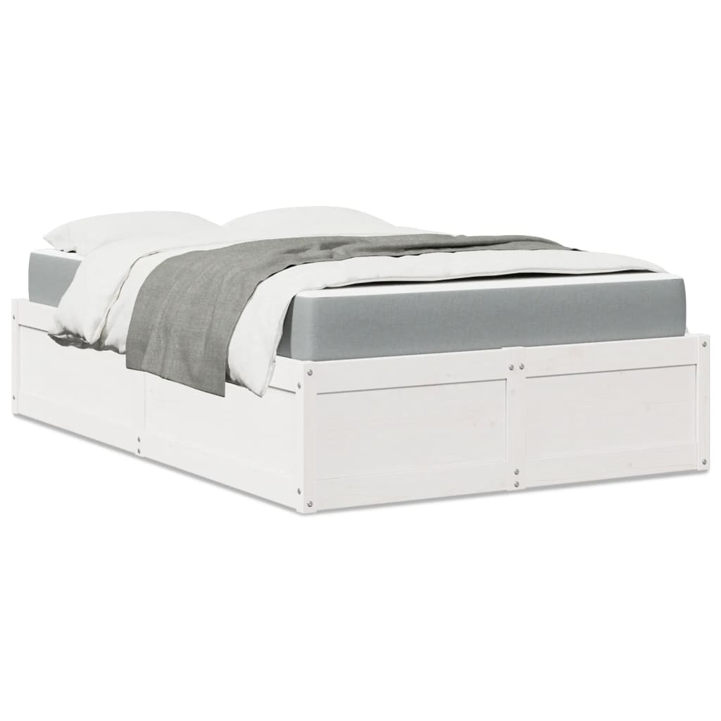 vidaXL Bed with Mattress White 120x200 cm Solid Wood Pine