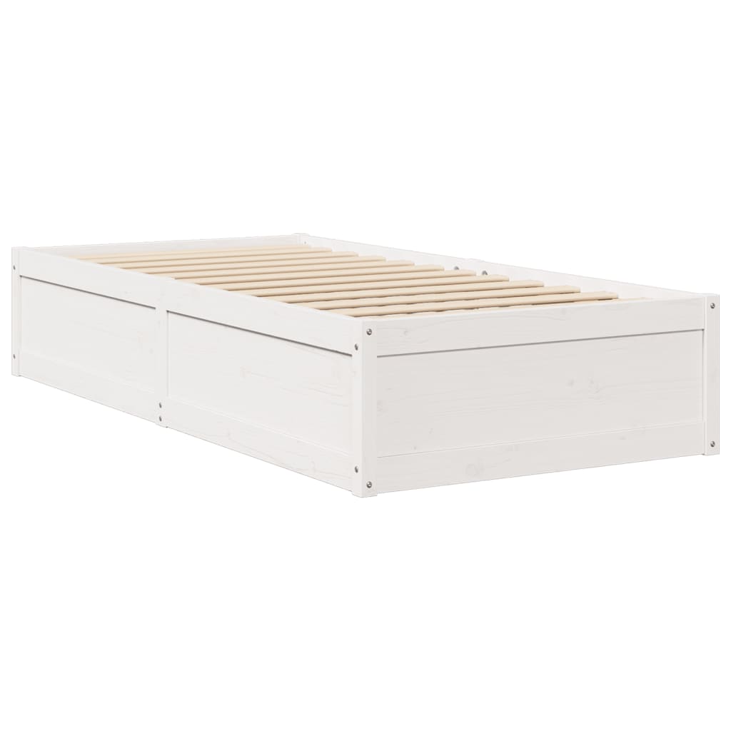 vidaXL Bed with Mattress White 100x200 cm Solid Wood Pine