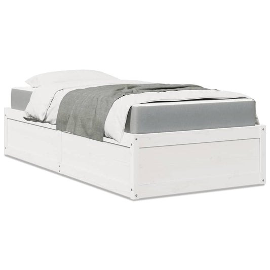 vidaXL Bed with Mattress White 100x200 cm Solid Wood Pine