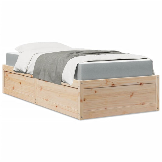 vidaXL Bed with Mattress 90x200 cm Solid Wood Pine