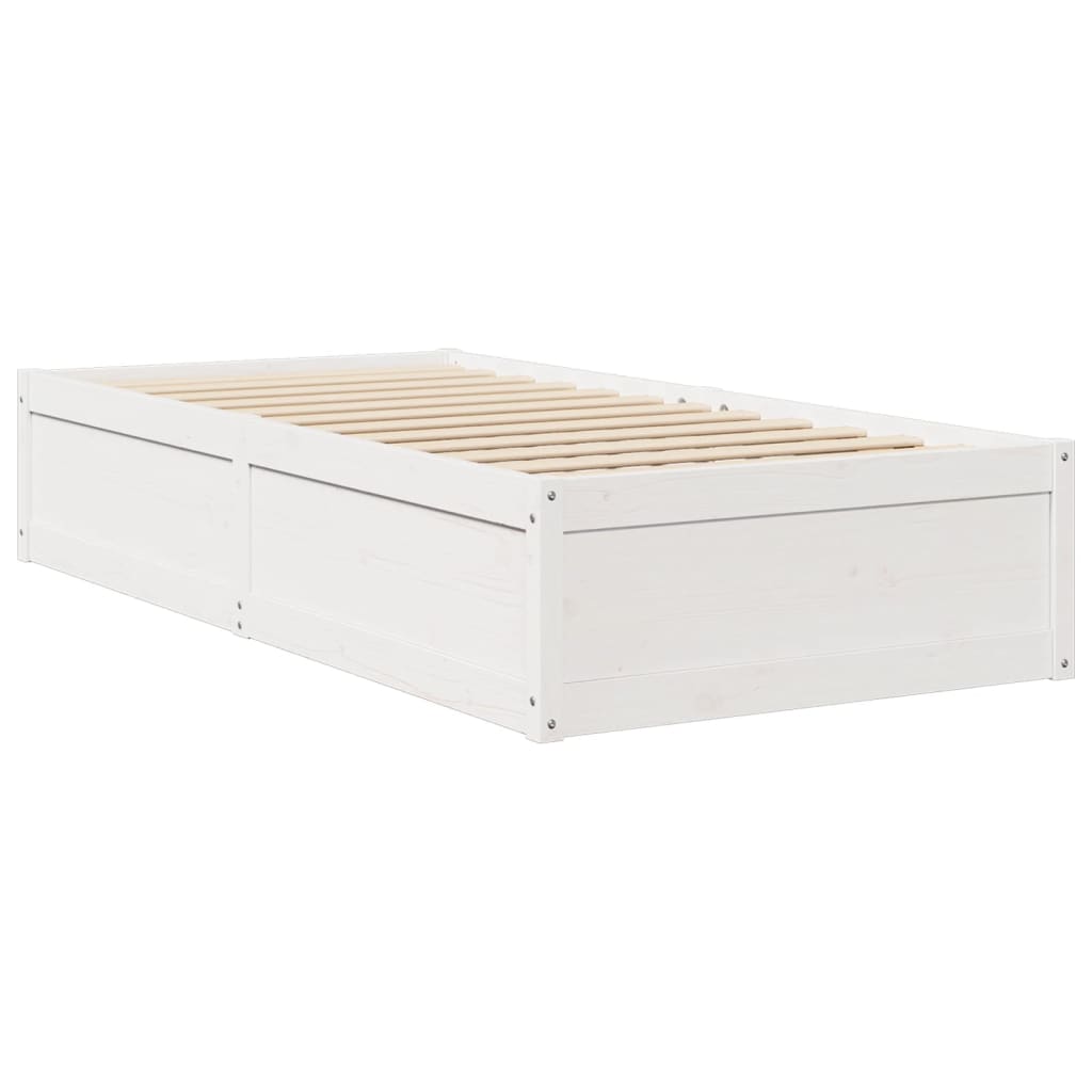 vidaXL Bed with Mattress White 90x200 cm Solid Wood Pine