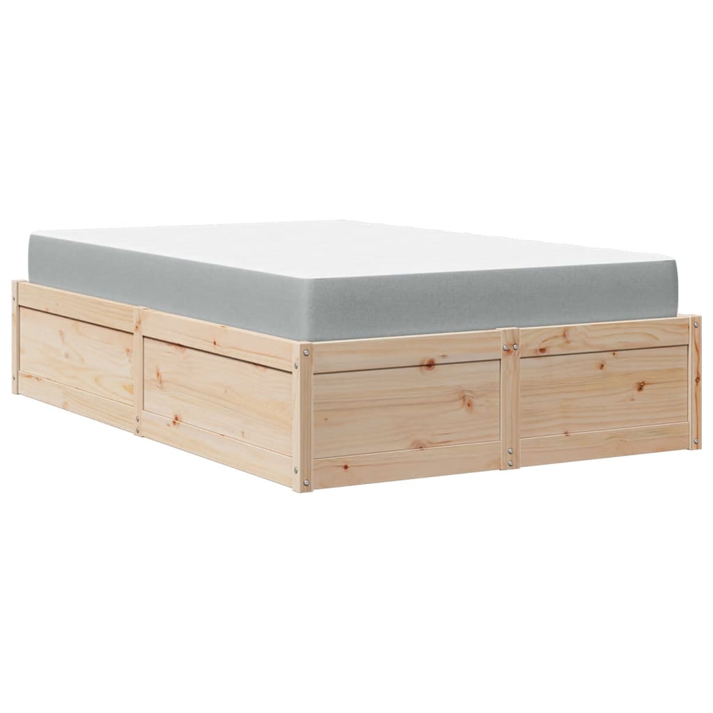 vidaXL Bed with Mattress 140x190 cm Solid Wood Pine